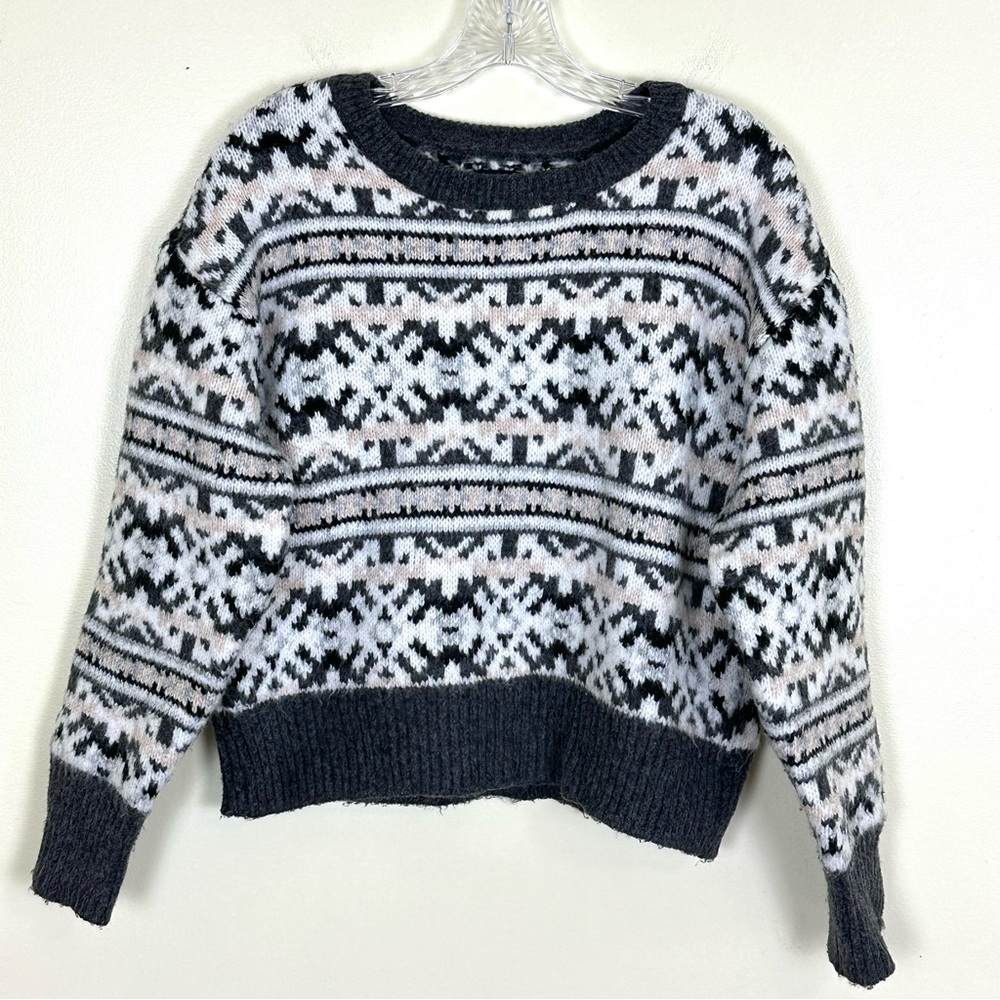 Alpaca Blend Thick Soft Patterned Fair isle Nordic Sweater, Size S